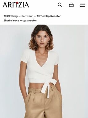 Aritzia little moon cream knit top